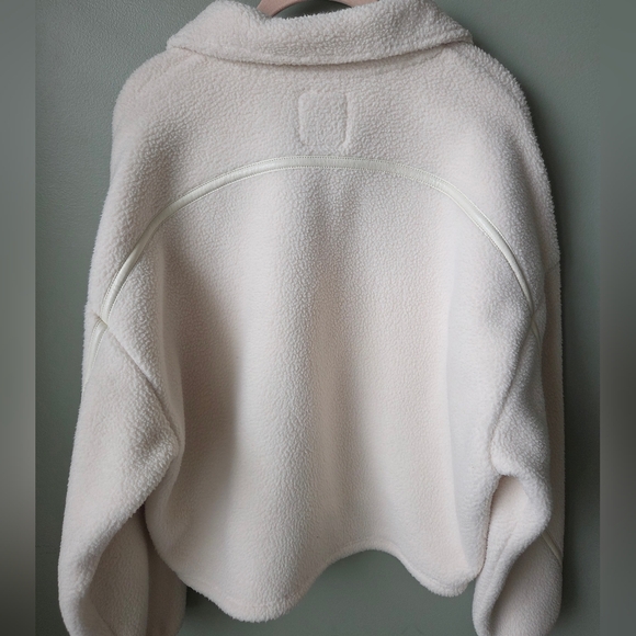 Abercrombie & Fitch Woman's Cream Quarter-Zip Fleece Pullover Small - Picture 7 of 10